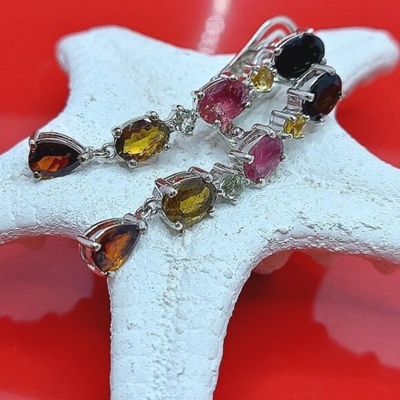 Natural 5x7mm Tourmaline 925 Sterling Silver‎ Earrings - Picture 1 of 10
